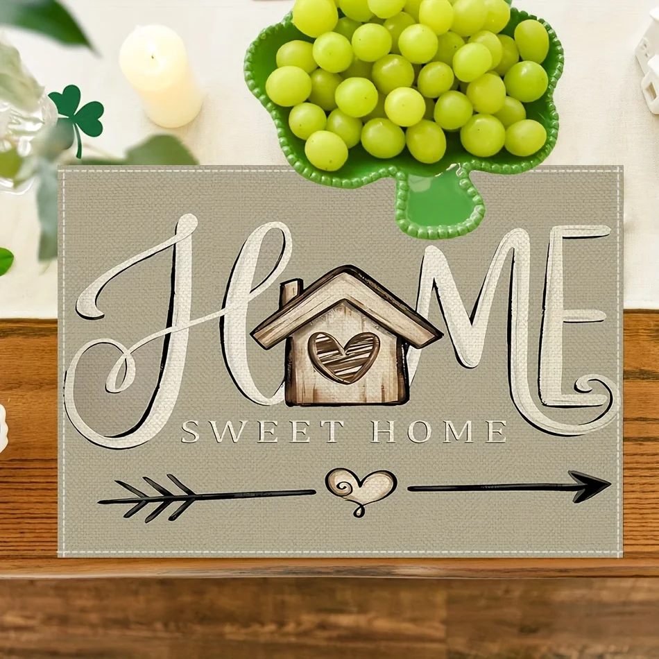 

VIKAMA 4pc Home Text Placemats Are Waterproof And Heat Insulating Suitable For Home Dining Table Decoration