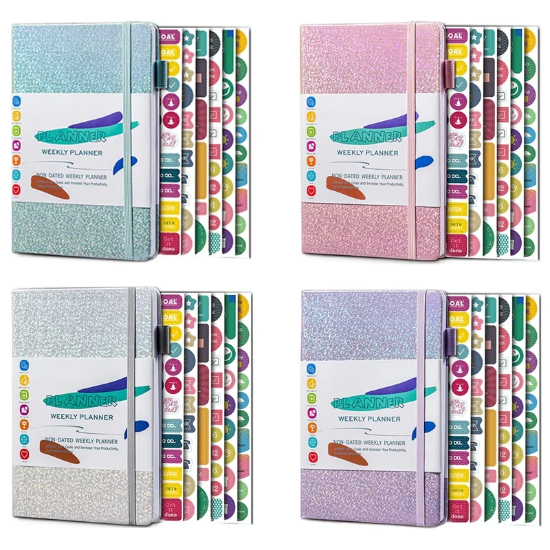 A5 Notebook Paper Diary Notebook With Elastic Strap And Journal Stickers Blue Durable