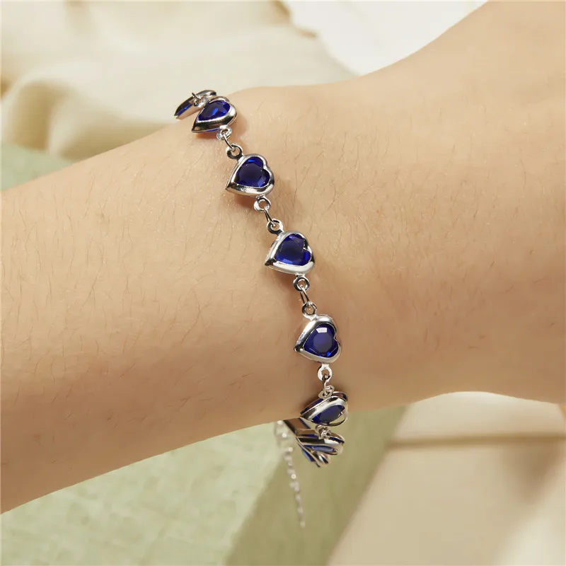 Exquisite Boho Candy Color Heart Shaped Crystal Bracelet for Women Fashion Charm Zircon Butterfly Pearl Metal Chain Bracelets image 3