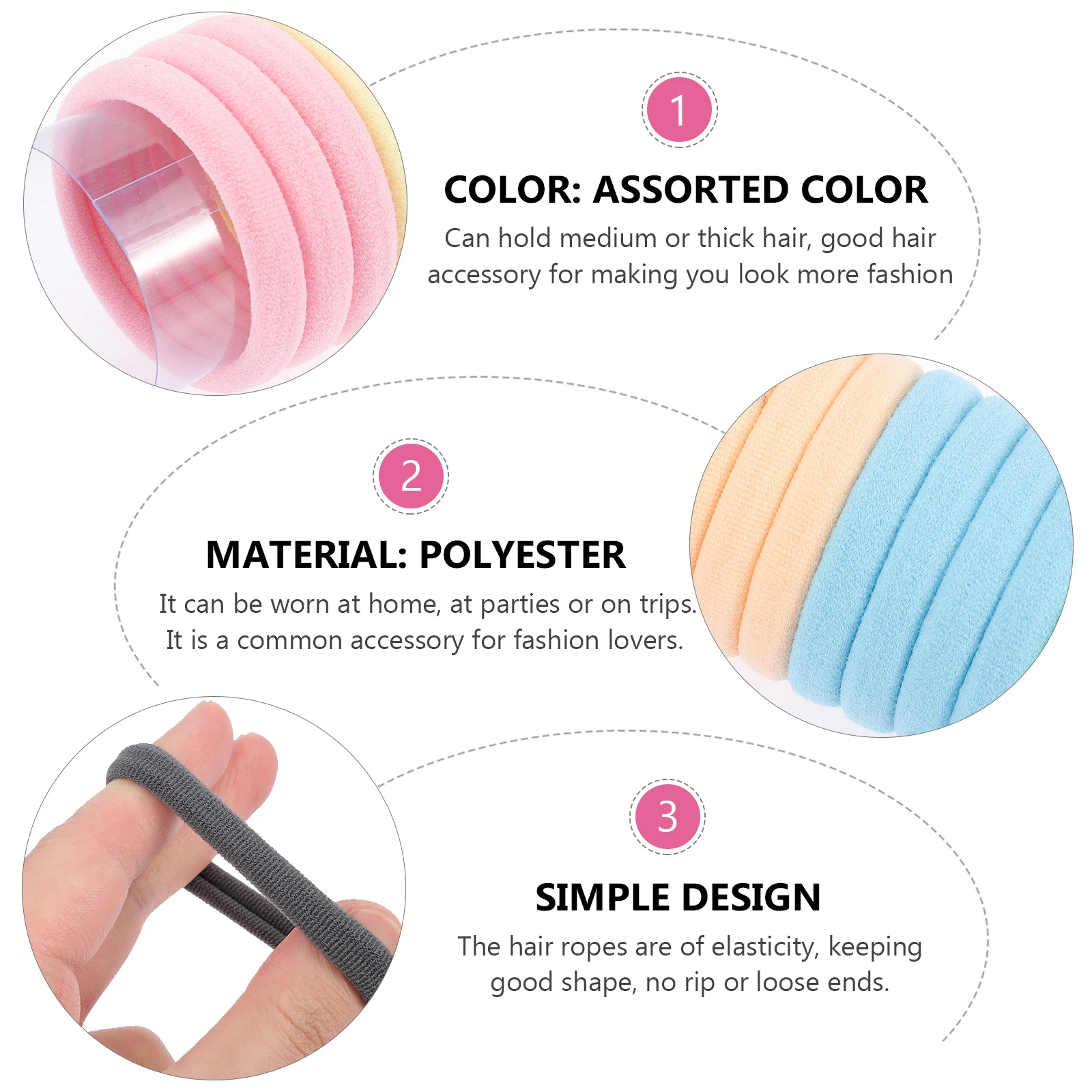 

40pcs Hair Ties Elastic Bands Soft Ropes Ponytail Holders Women Baby No Damage Fashion Accessories Medium Thick Hair
