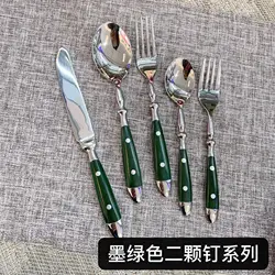 304 stainless steel western tableware knife fork spoon wooden handle    hotel supplies restaurant cutlery set