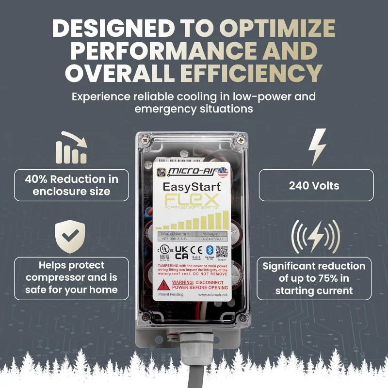 EasyStart FLEX 398 - Kit de partida suave Bluetooth para ar condicionado doméstico, RV e uso comercial, funciona com geradores