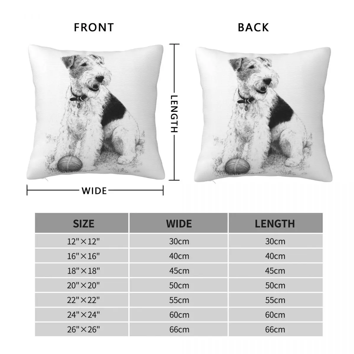 Wire Fox Terrier Dog Pillow Cover Black and White Cushion Cover Pattern Pillow Case Pillowcases For Chair Sofa Home Decoration