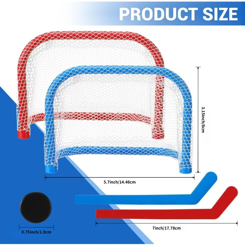 Mini Tabletop Hockey Game Set Including 2 Pcs Goal Nets 2 Pcs Ice Hockey and 2 Sticks Christmas Indoor Desk Novelty Toy