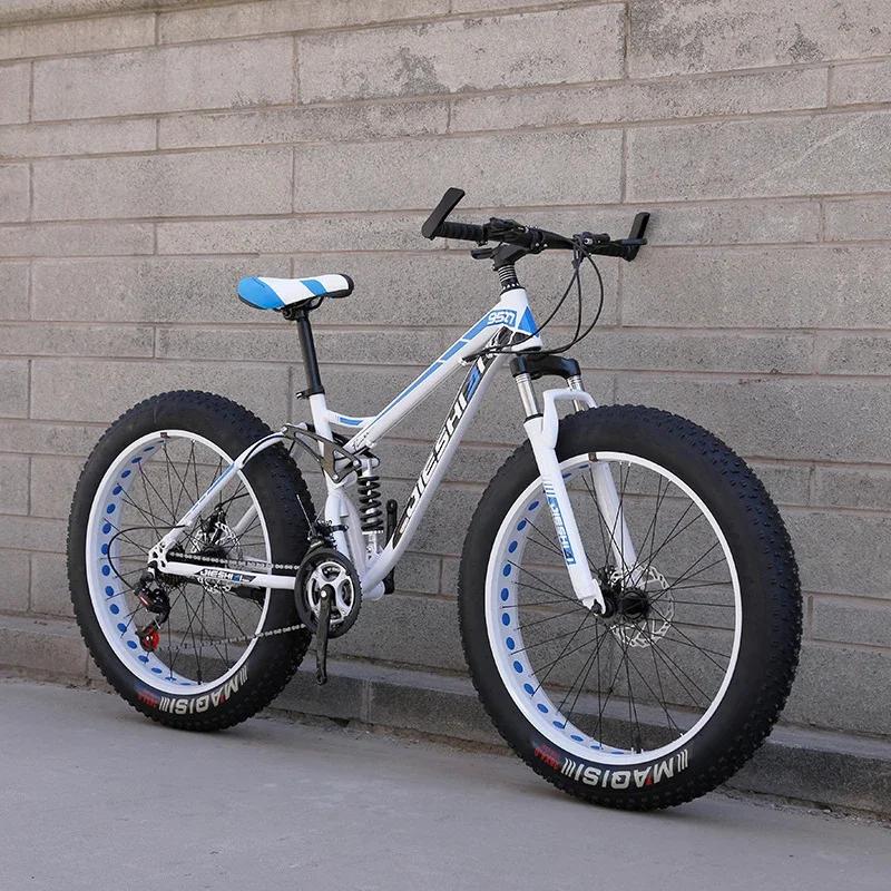 

Adult Mountain Off-Road Bike 4.0-inch Large Tires Shock Absorber Variable Speed Beach Snow Bicycle for Men Women Students