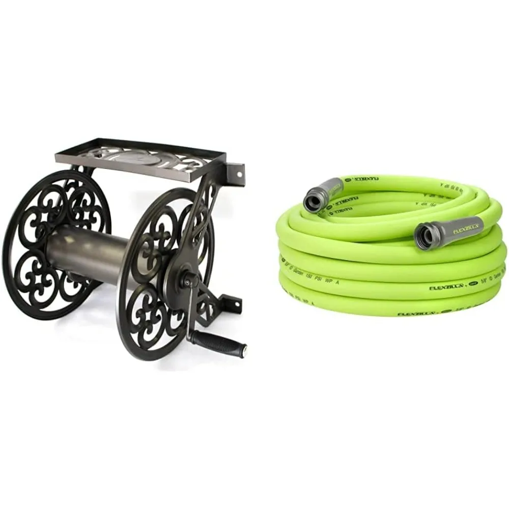 Free Delivery - Products 708 Steel Decorative Wall Mount Garden Hose Reel, Holds 125-Feet of 5/8-Inch Hose - Bronze &