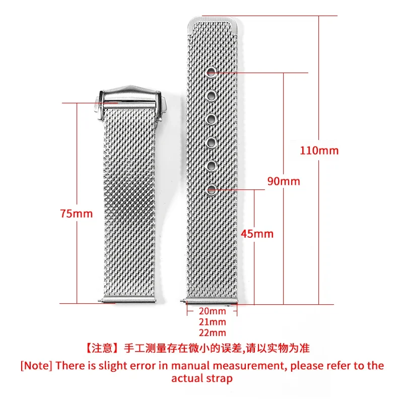 Stainless Steel Watch Mesh Belt for Omega Haima Series 007 Diver3000m Waterproof Sweat-Proof 300 M Diving Watch Band 20mm