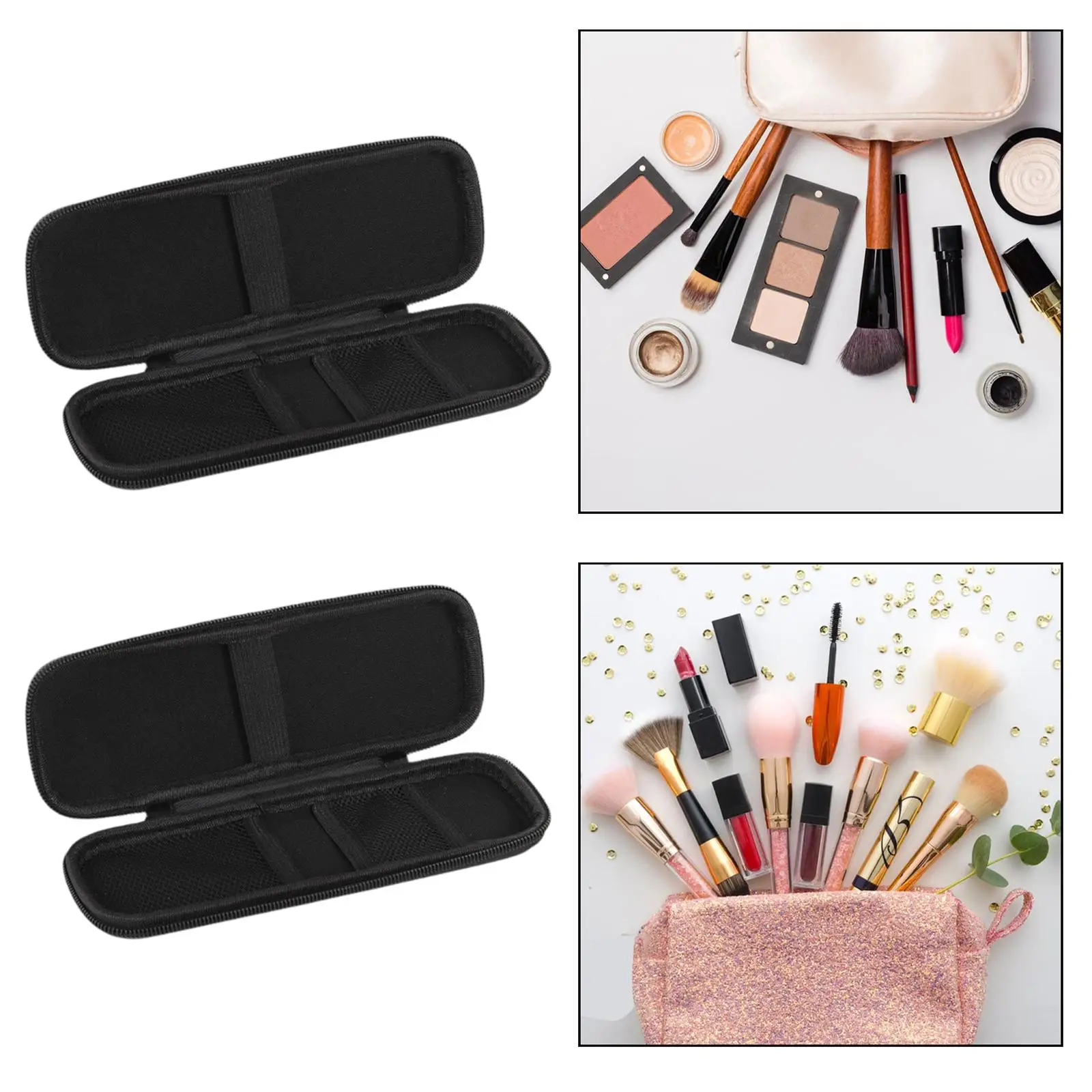 Makeup Brush Organizer Bag Carrying Bag Compact Multiuse Cosmetic Case for Makeup Artist Lipstick Eyebrow Pencil Eyeshadow Brush