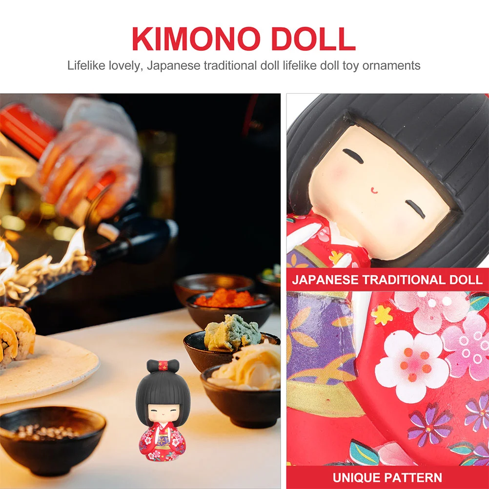 Japanese Dolls Shop Decor Home Decorations Crafts Tabletop Kimono Ornament for Resin Traditional