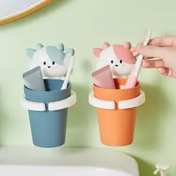 Kids Toothbrush Holder Wall Mount Cute Cartoon Toothbrush Cup With Holder Lovely Child Mouthwash Cup Storage Rack Gift For Kids