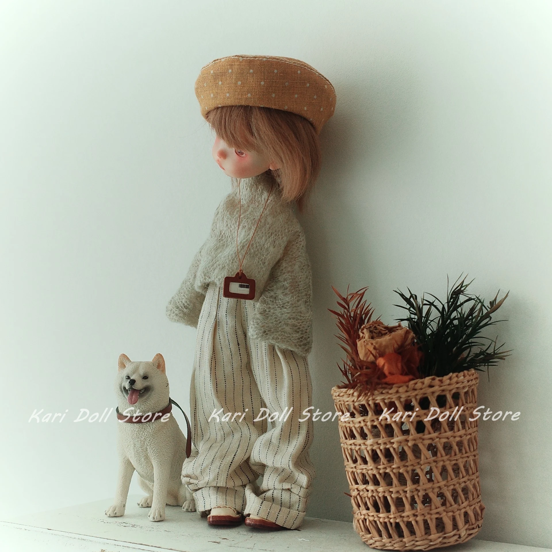 

Kari Doll Clothes and skirts Autumn series green sweater with beige stripes and stacked pants set for Landazz Landoudou Doll