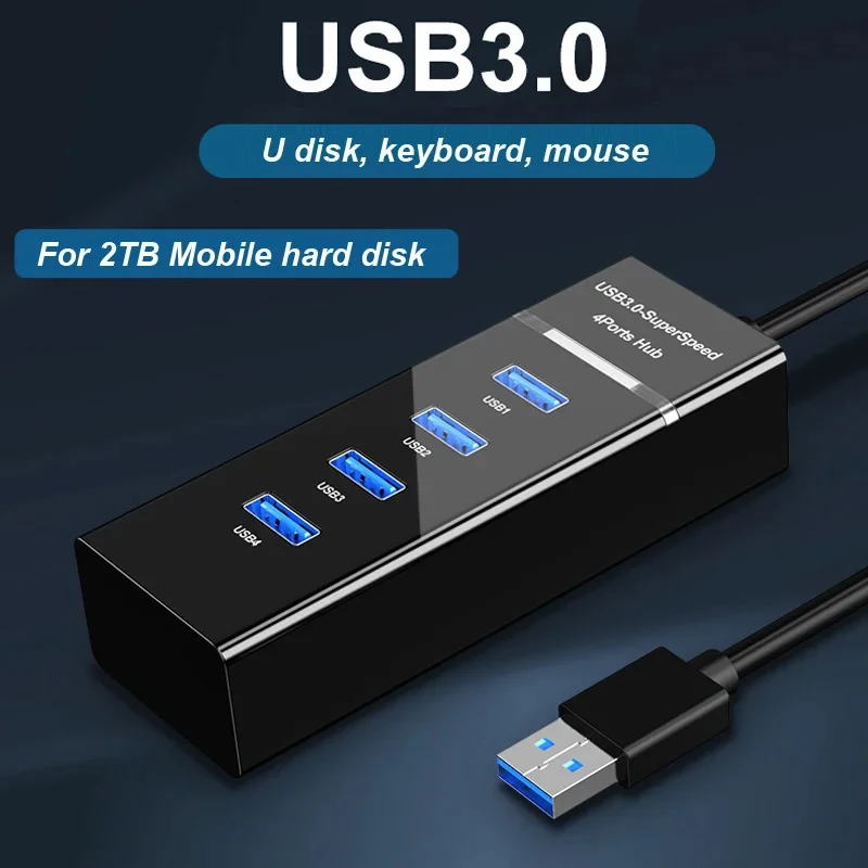 

Full Interface USB 3.0 4/7 Port Hub Splitter Adapter Cable Length 30/120cm For Desktop PC Mac Laptop Keyboard Mouse