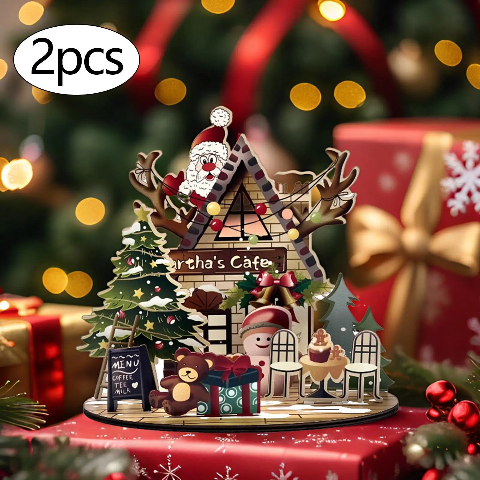 

2Pcs Christmas House 3D Puzzles Set Crafts Funny Wood for Kids Girls Boys