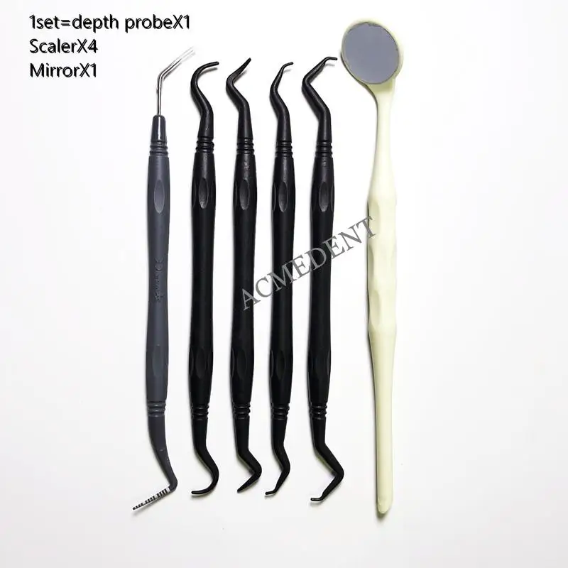 

6Pcs/Set Dental Periodontal Probe Depth Implants Scaler Soft Scaling Mirror Laser Dentist Tools Kit