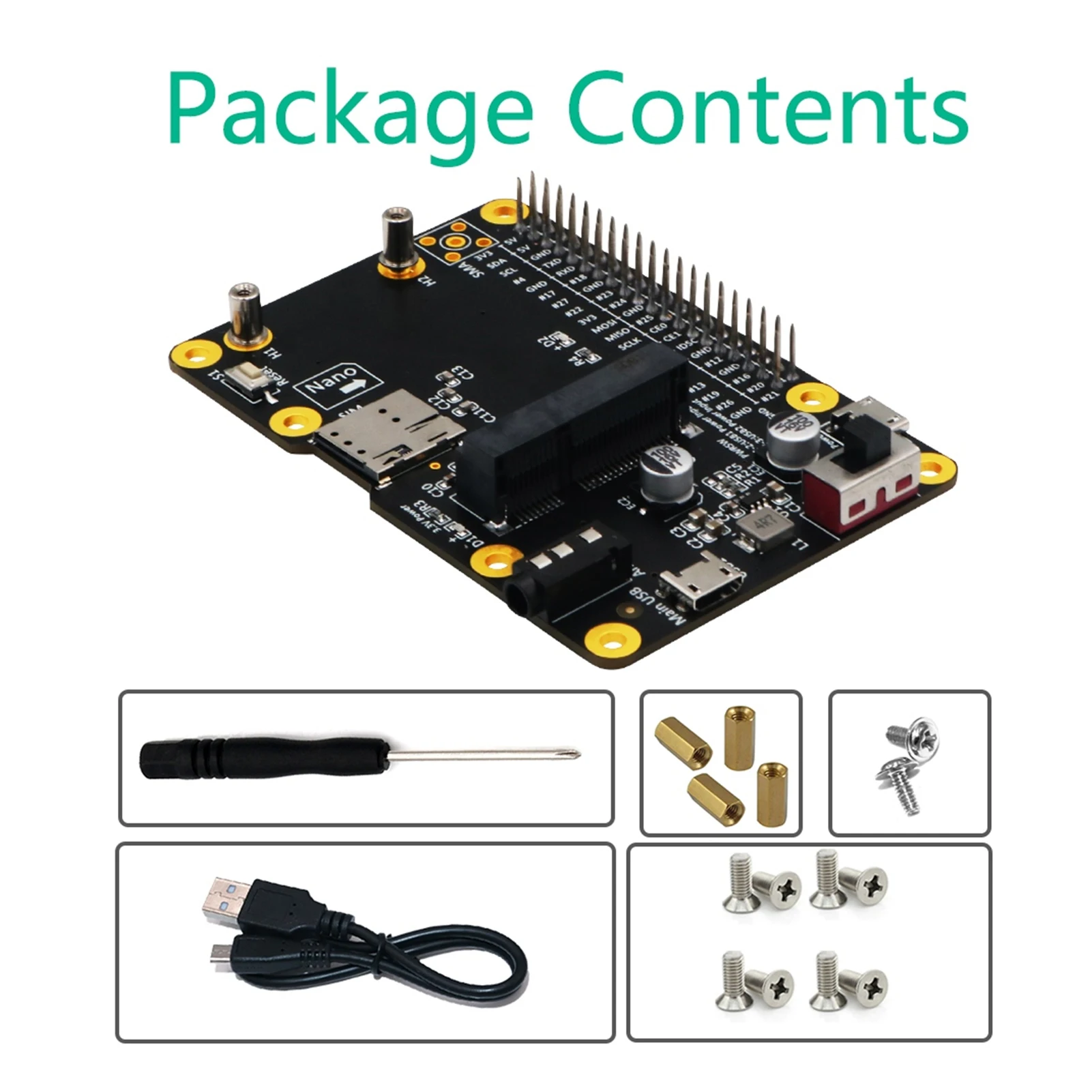 3G/4G LTE Base Hat For Raspberry Pi 4/3/2/B+ Module Computer Board to USB with SIM Card