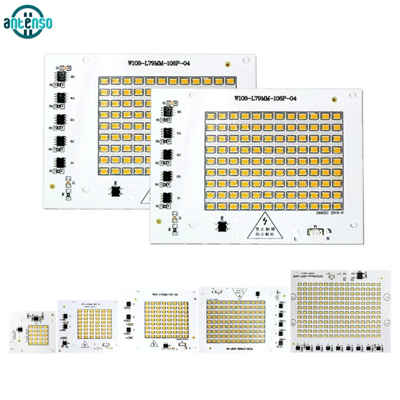 LED Lamp Chips AC 220V Smart IC Flood Light Beads Input 100W 50W 30W 20W 10W Cold Warm White for Outdoor Lighting Street Lights