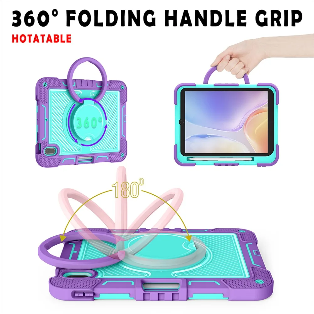 حافظة تابلت لجهاز iPad 10th 10.9 بوصة (2022) وiPad 11th (A16) 11 بوصة (2025)، مع حامل دوار وحزام كتف قابل للتعديل #5