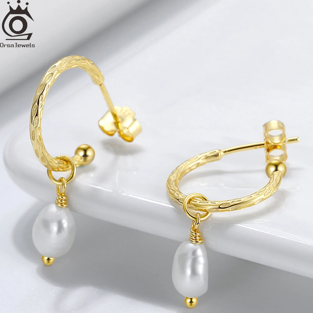 

Серьги-подвески ORSA JEWELS с натуральным жемчугом, серебро S925, модные, для свадьбы и вечеринок, эффектные украшения GPE16