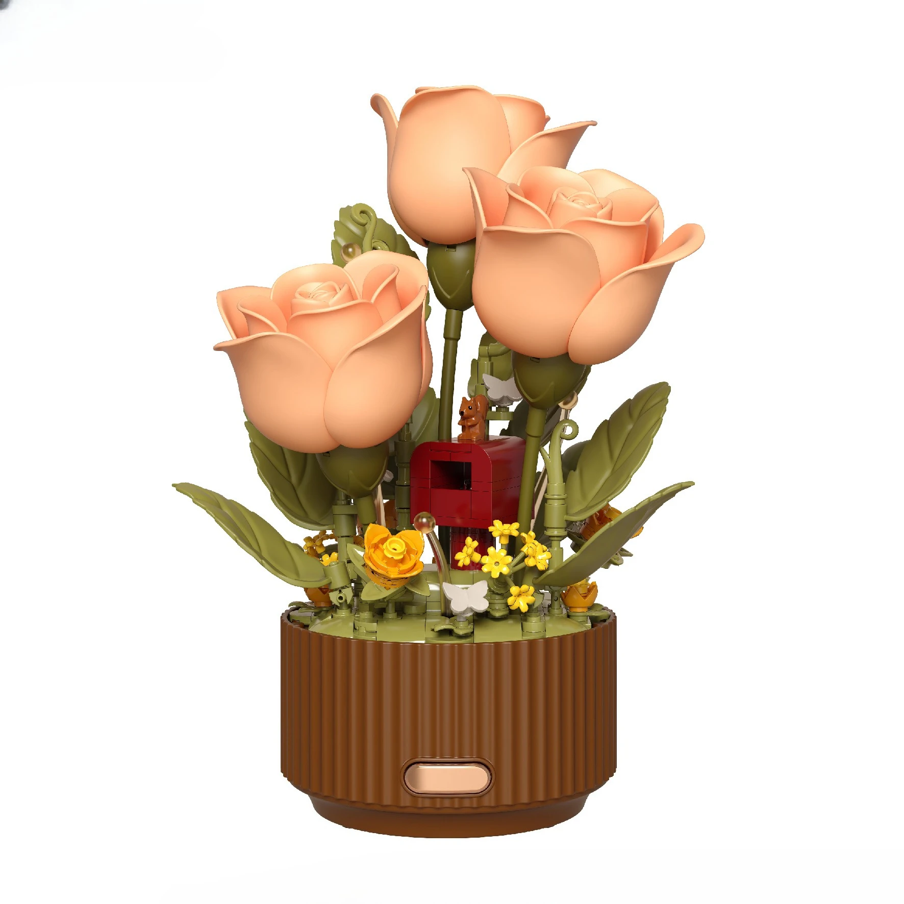for Wenli Blooming Garden Electric Preserved Rose Building Blocks Bouquet DIY Ornament Birthday Gift