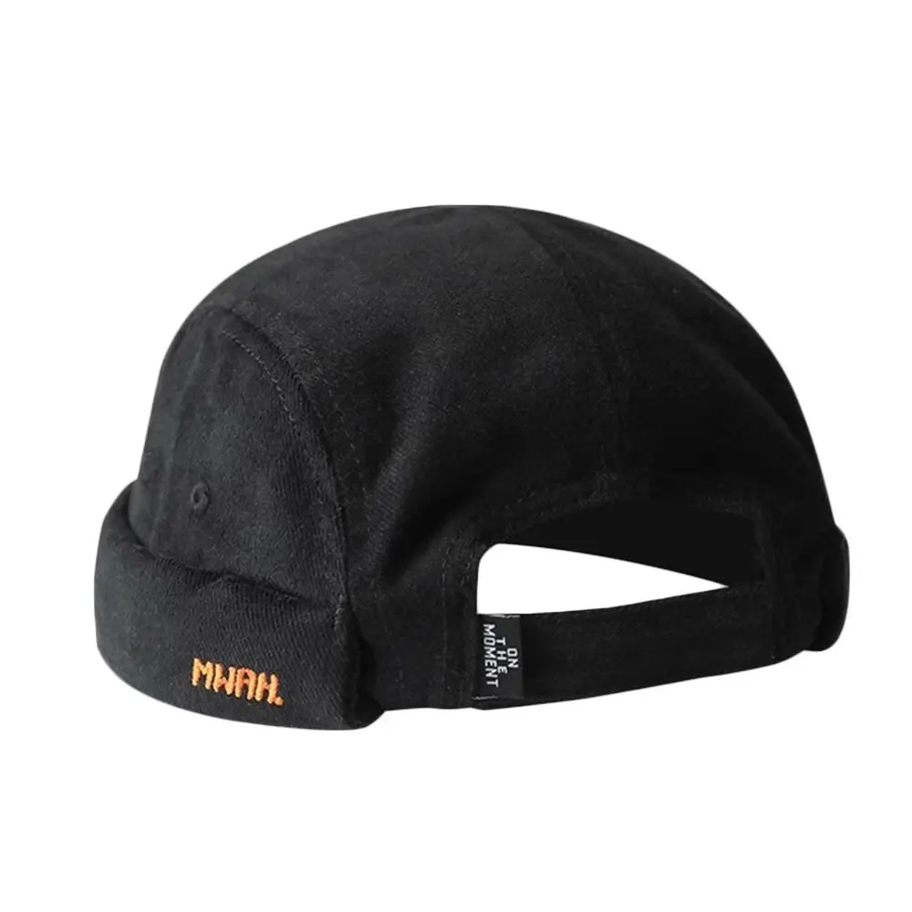 Vintage Cotton Brimless Docker Cap Melon Embroidered Brimless Hat Hip Hop Adjustable Vintage Dome Hat for Women Men