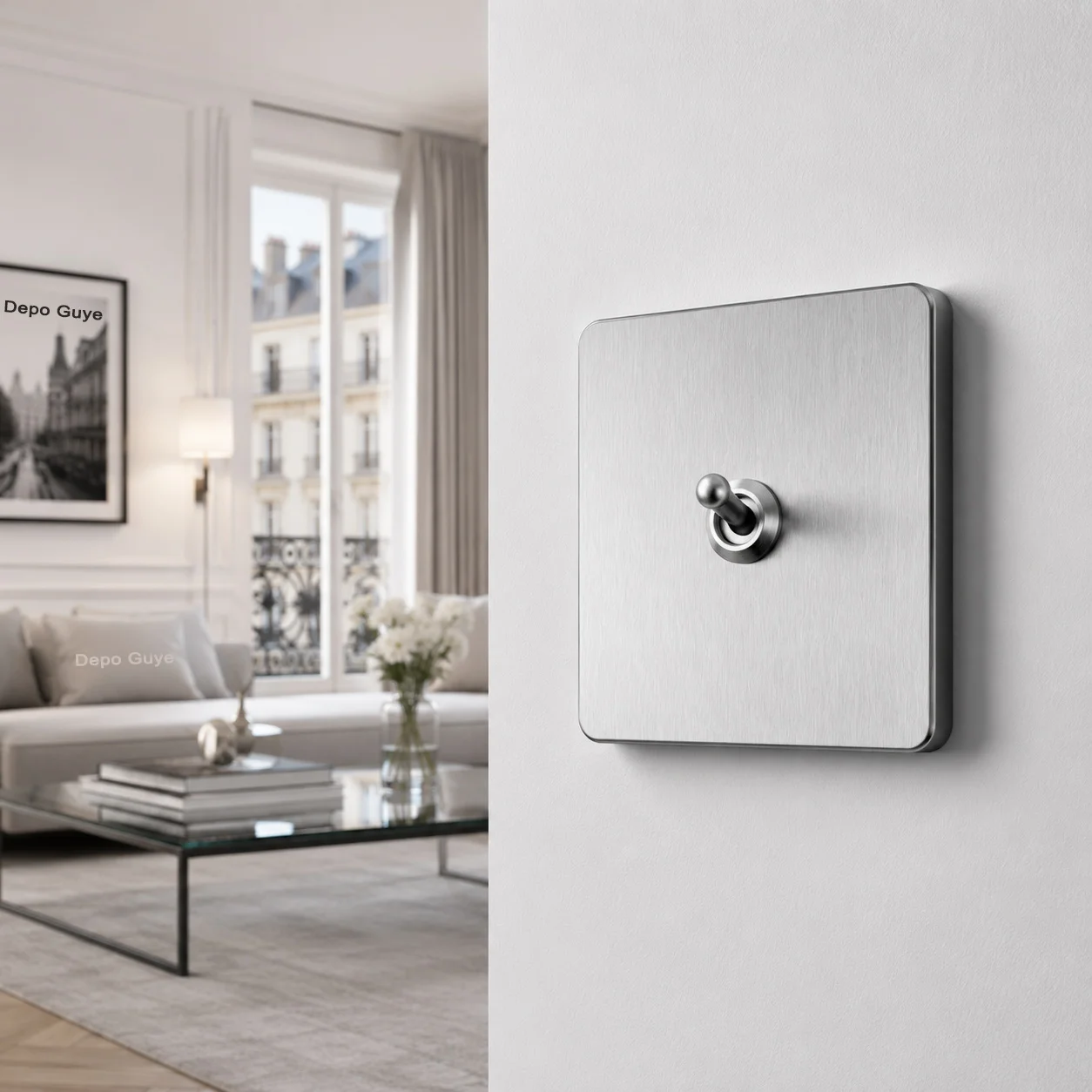5/10PCS Toggle Wall Switch Grey Stainless Steel ,1/2/3/4 Gang 2Way Light Brass Lever Switch Panel For Home Improvement