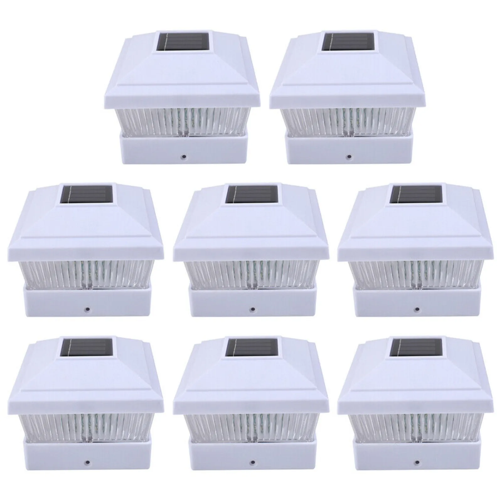 8Pack White/Black Solar Post Light Waterproof Cap Fence Lamp for Any 5