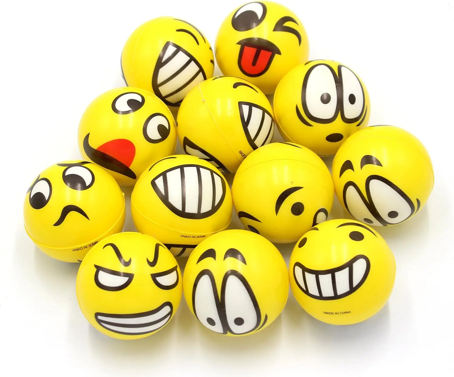 

Set of 12 - Fun Face Stress Balls Cute Hand Wrist Stress Reliefs Squeeze Balls for Kids and Adults at School