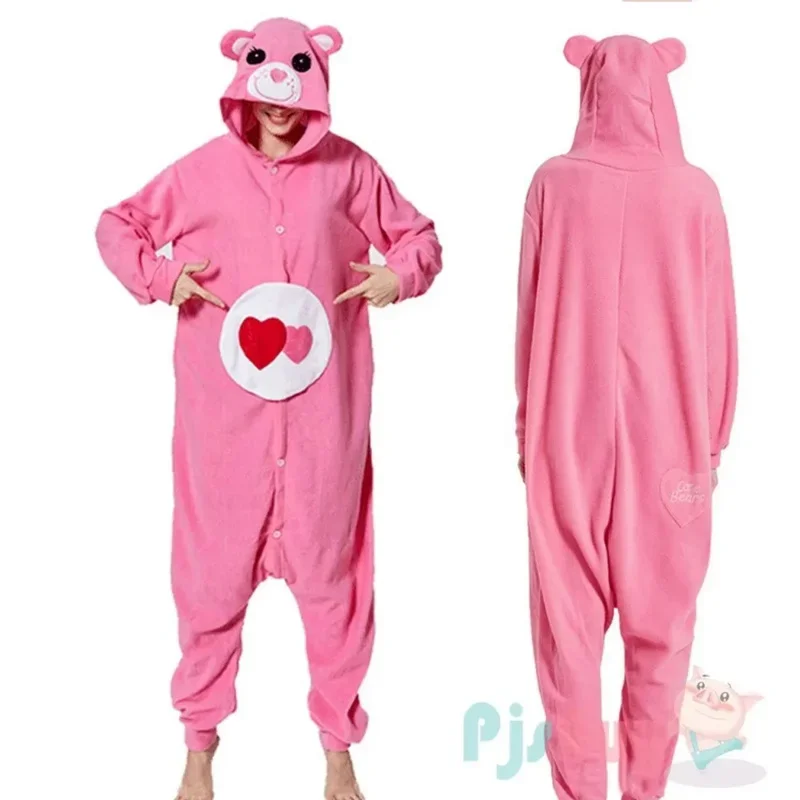 wat22 Animal Onesie Cartoon Bear Kigurumis Adult Women Men Pajama Sleep Overall Polar Fleece Cosplay Jumpsuit Hallo New 2025 aa