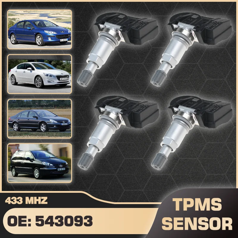 1/4PCS Car Tire Pressure Sensor TPMS For Peugeot 1007 207 307 407 508 607ii 807 2004-2014 433 MHz 543042 543093 5430T4 965682298