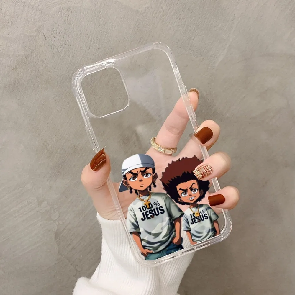 Cartoon The Boondocks  Phone Case For iPhone 15 13 14 Pro Max XS XR 12 11 Pro 13 Mini 6 7 8 Plus Soft Clear Back Cover