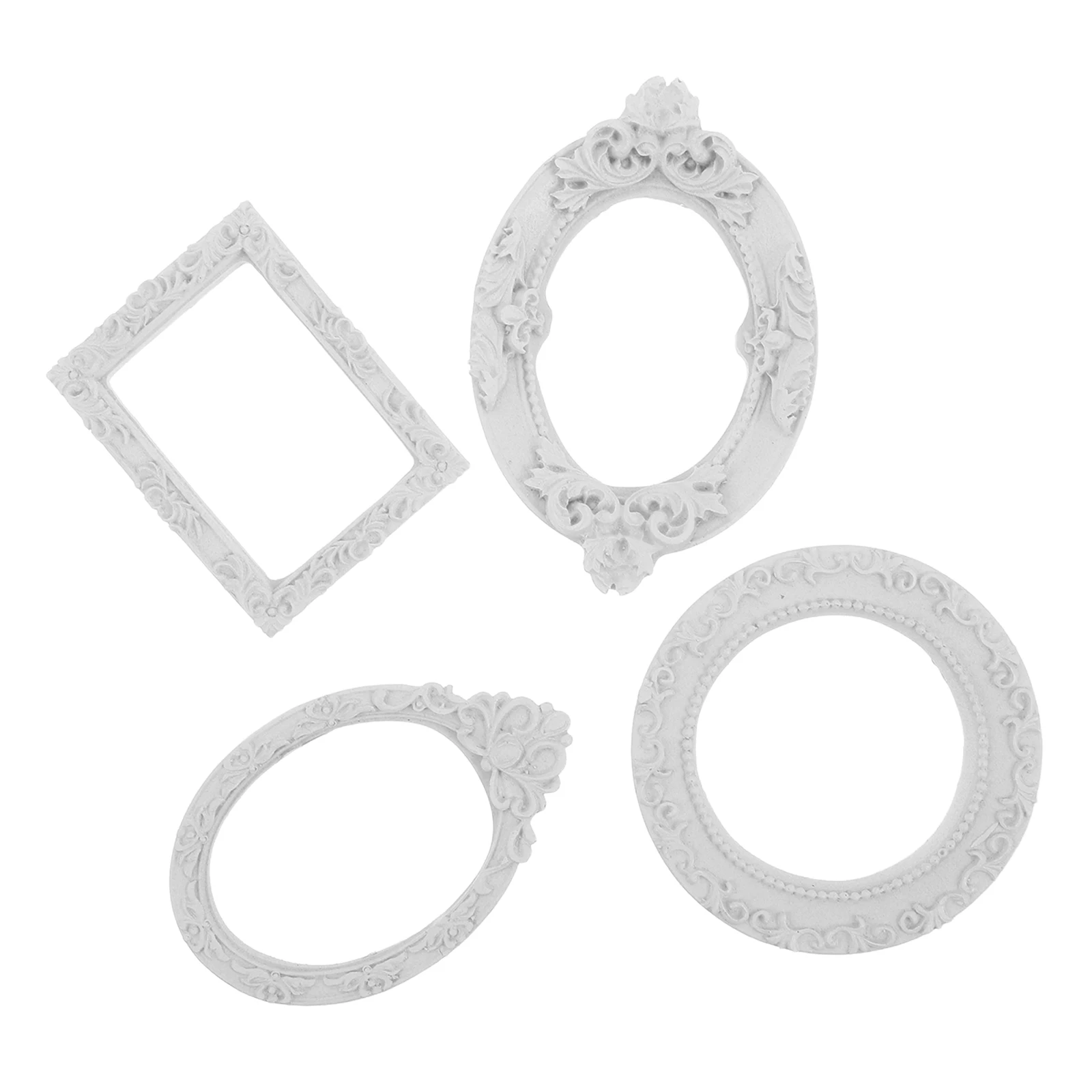 

4 Pcs Mini Photo Frame Vintage Resin Retro Holder Kit Small Picture Frames Wedding Event Decor Prop Display Jewelry Accessories