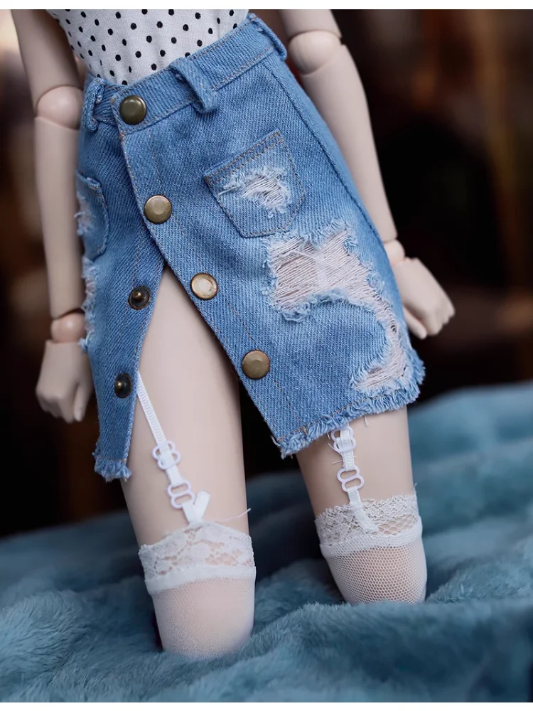

BJD Doll Clothes For 1/4 Doll Body-hugging Skirt Ripped Denim Skirt Dolls Clothing Accessories (No Dolls)