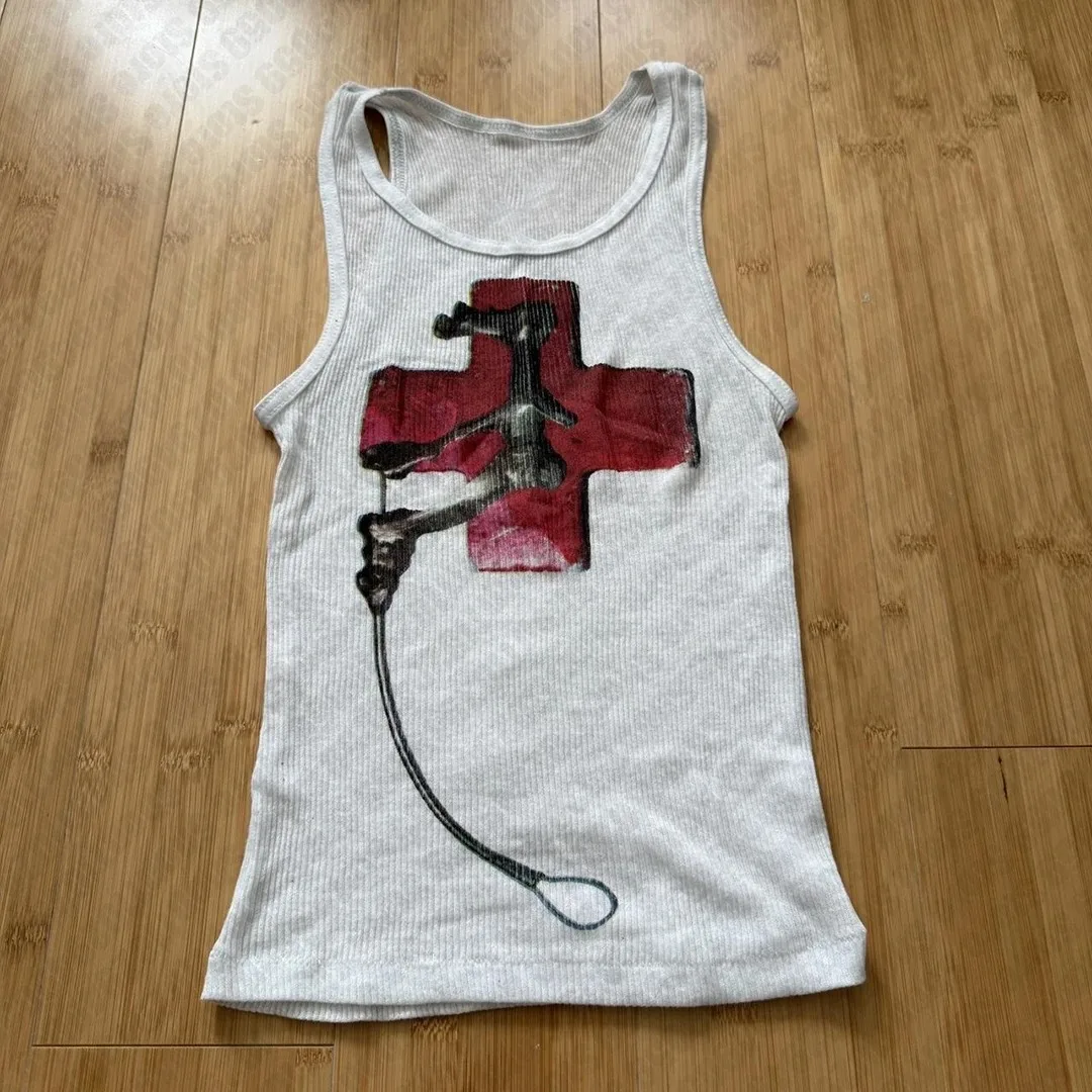 Gothic Punk Buchstaben-Grafik Camisole Top Grunge Damen Korsett Tanktop T-Shirt Vintage Y2k Kleidung Shirt Bedrucktes Emo Girl Top Bekleidung