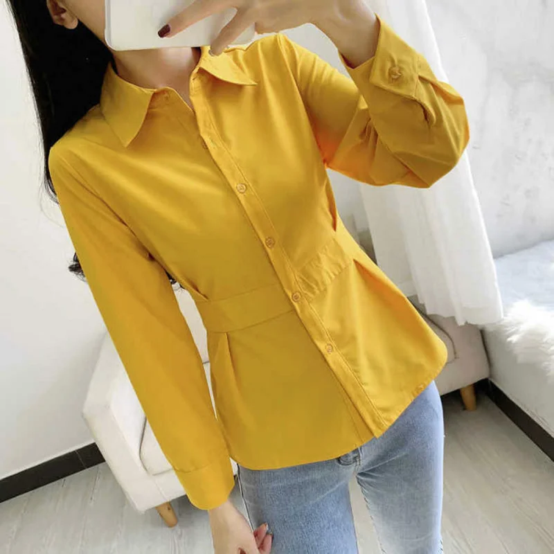 

New Collar European and American Elegant Single-Breasted Bottoming Solid Color Cardigan Shirt Women PG478