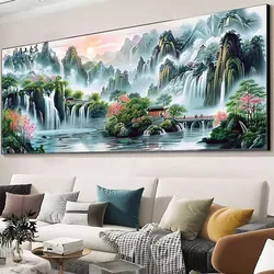 Waterfall 11CT 9CT CT DIY Chinese Kits Embroidery Pattern Printed Stampe Cross Stitch Cotton-thread Landscape