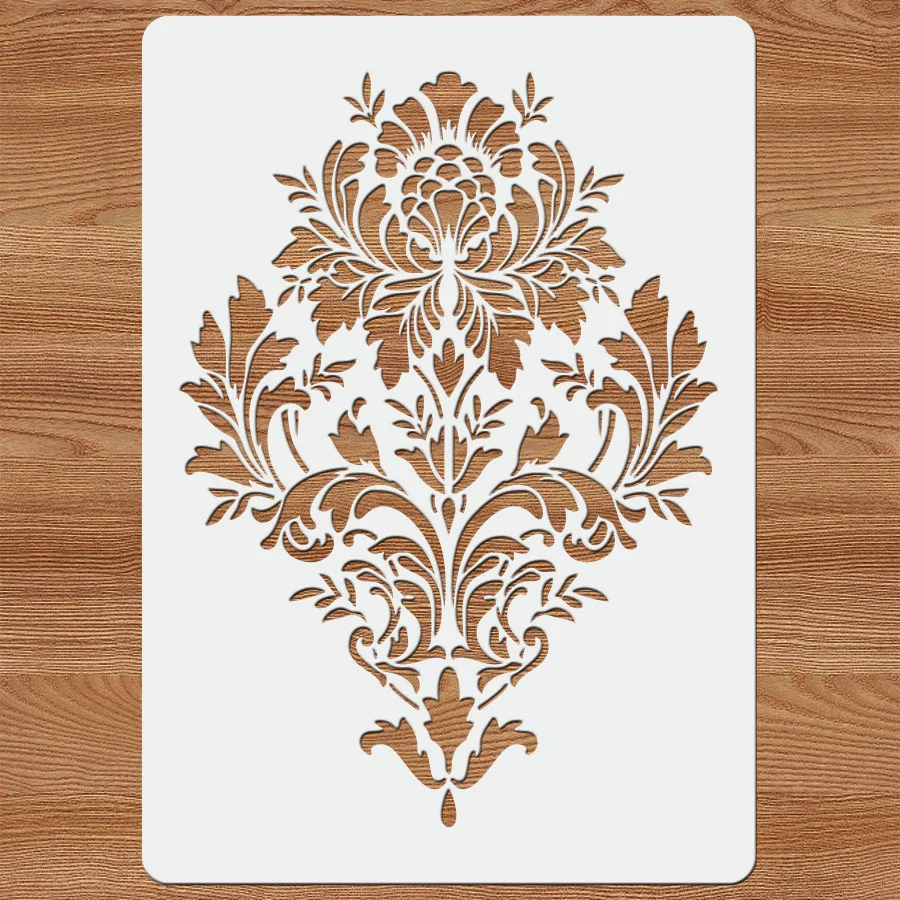 قطعة واحدة من استنسل الباروك العتيق مقاس A4 لطلاء الجدران - قالب زهور كلاسيكي DIY لديكور المنزل