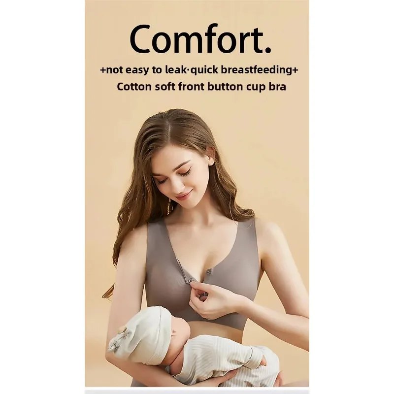 Pregnant Women's Front Opening Ultra-thin Breathable Nursing Bra with No Trace Breathable Gathering Anti Sagging Underwear