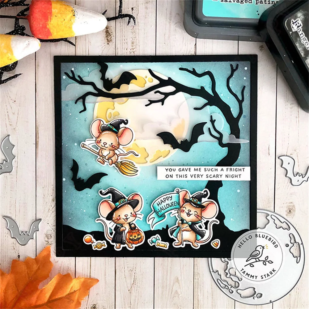 Halloween New 2024 Spooks and Candy Mice Stamps and Metal Cutting Die for DIY Craft Making Greeting Card Scrapbooking Decoration