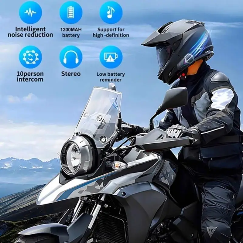 

G7ND Wireless Motorcycle Intercom Headset Earpiece, Connects 10 Riders, 2000M Superior Noise Cancellation, Waterproof