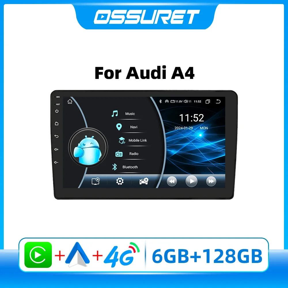 

Android Car Radio for A4 2000 - 2009 Stereo Multimedia Player Carplay Android Auto Car GPS 8581 Intelligent Headunit WiFi DSP