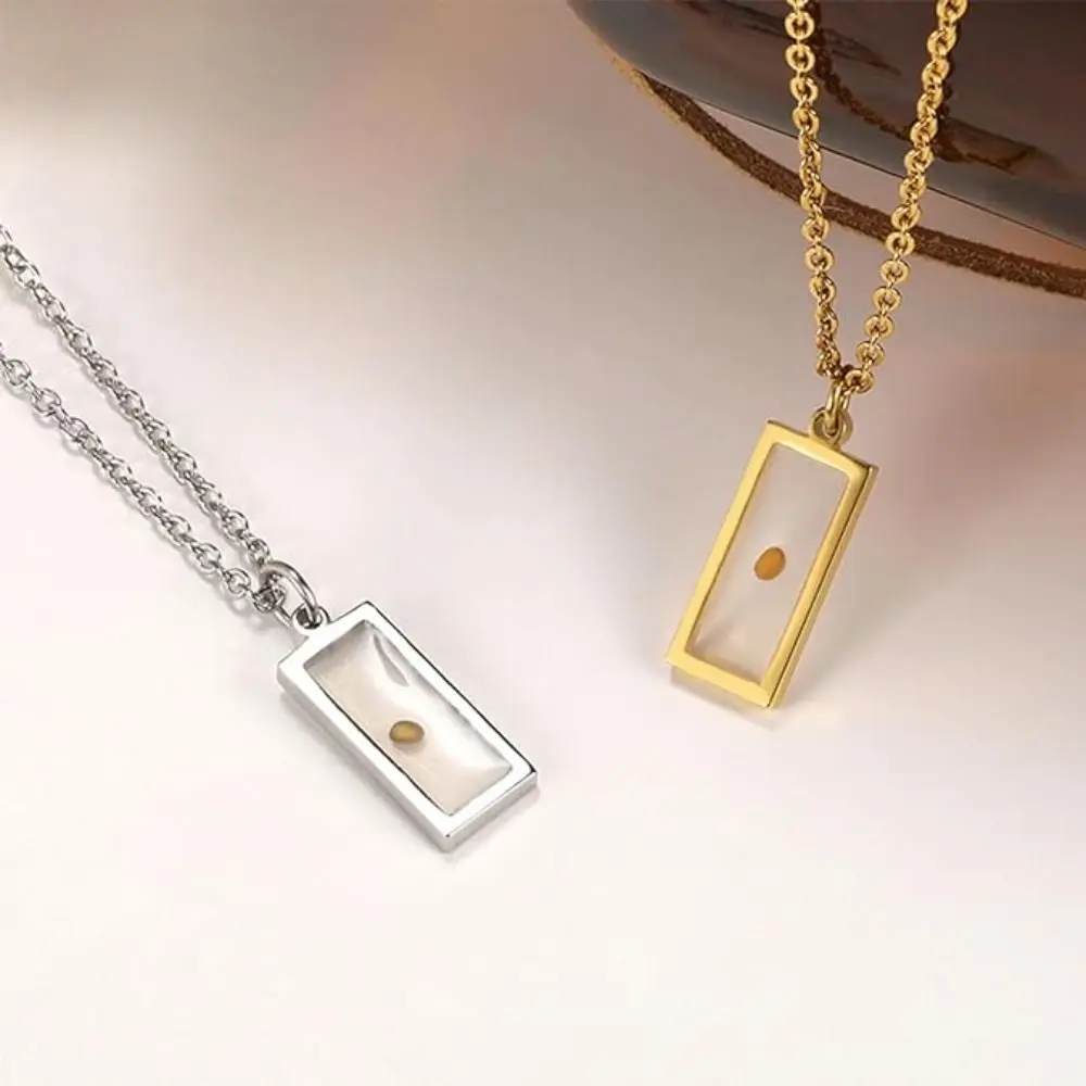 New Christian Gift Mustard Seed Silver Color Gold Color Pendant Rectangular Shape the Seed of Faith Chain