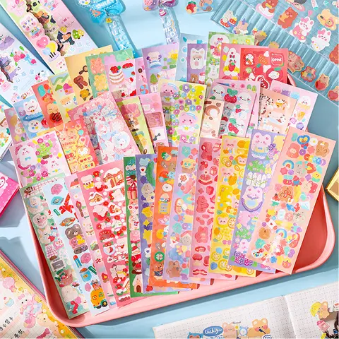 200p Kawaii Stickers voor Kinderen Leuke Stationaire Esthetische Dagboek Decoratie Kunstbenodigdheden Stickers voor Scrapbooking Veel Koreaans Papier