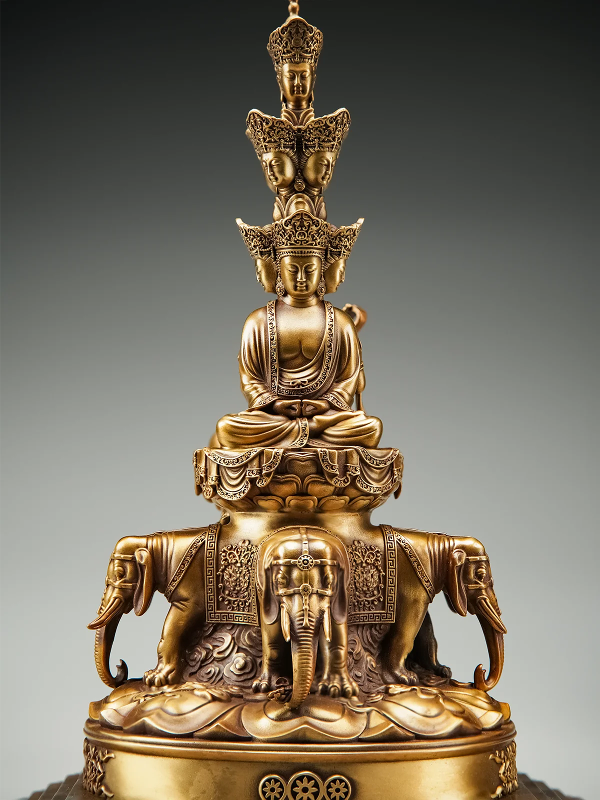 Bronze Seiko Emei Mountain Jinding Full Body Statue of Shifang Puxian Bodhisattva Ornaments image 3
