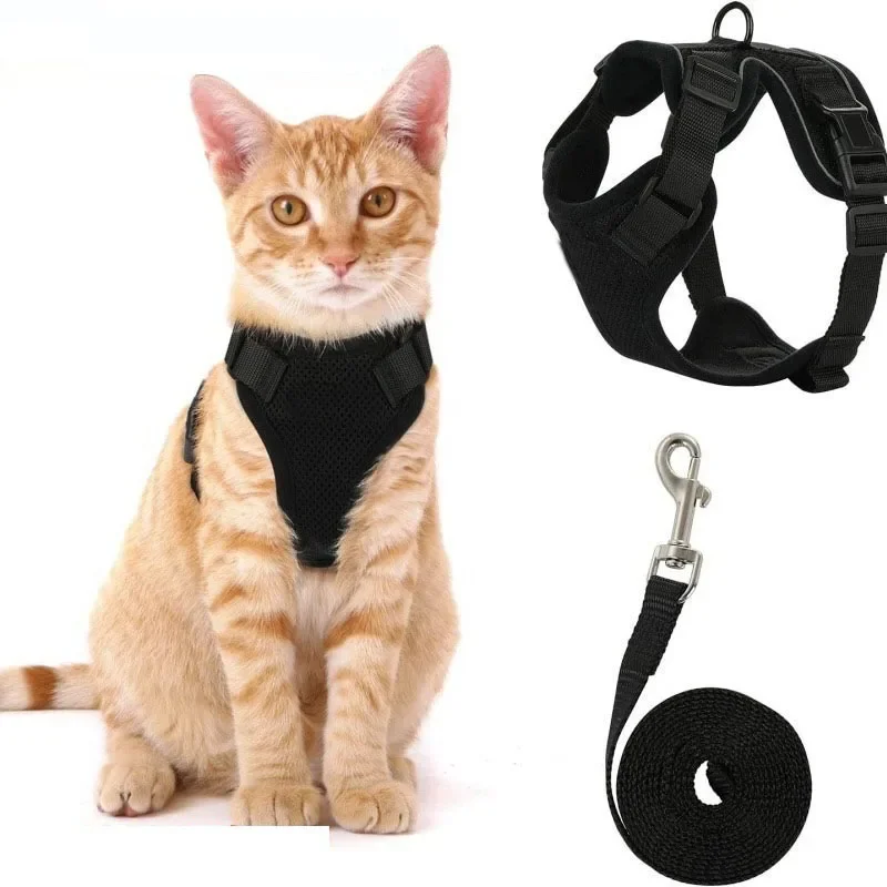 Coleira e Arnês Anti-Fuga para Gatos com Controle Fácil - Arnês Ajustável Macio para Passeio de Gatos MXQQY01