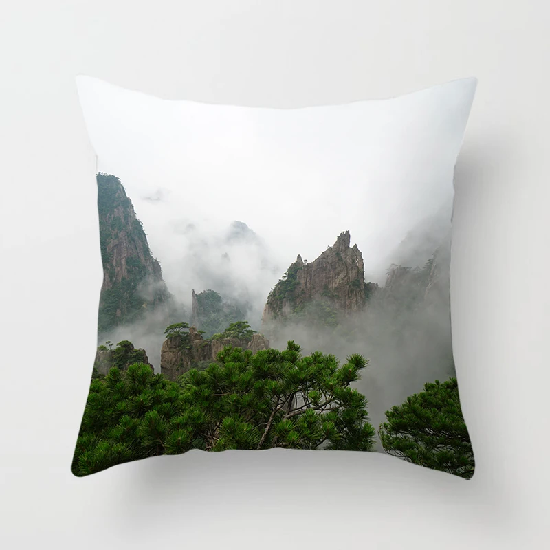 Beach Sunset Forest Mountain Fog Scenery Pillowcase Sofa Decoration Car Office Seat Cushion Cover Home