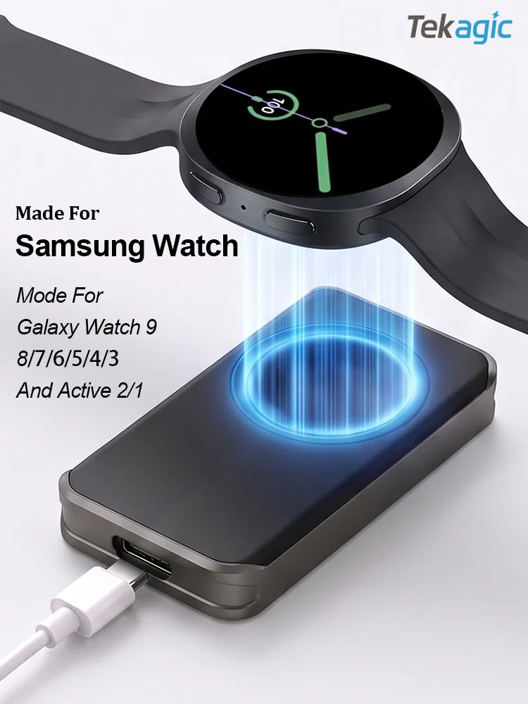 Do zegarków Samsung Galaxy Watch 9/8/7/6 Classic 5 Pro 4/3 Active 2: ładowarka USB-C, stacja szybkiego ładowania, bezprzewodowa ładowarka magnetyczna typu C. — zdjęcie produktu 7
