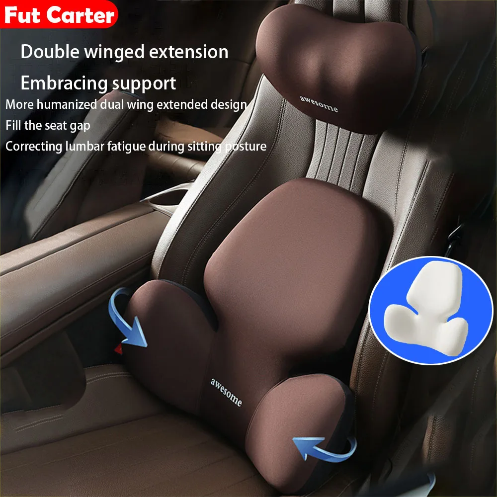 Update Car Lumbar Support Pillow Auto Neck Pillow Waist Support Removable Washable Backrest Universal Vehicle Cushion