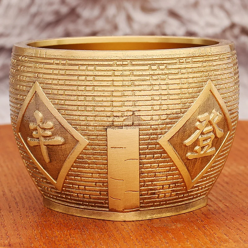 Brass Five Grains Harvest Jar Living Room Office Rice Attracting Ornament Creative Metal Pure Copper Craft Coppe