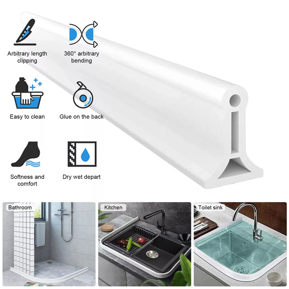 ยาง Shower Barrier Water Stopper แถบยึด Bendable ห้องน้ํากันน้ํา Autohesion Strip เปียกแห้งแยก Blocker