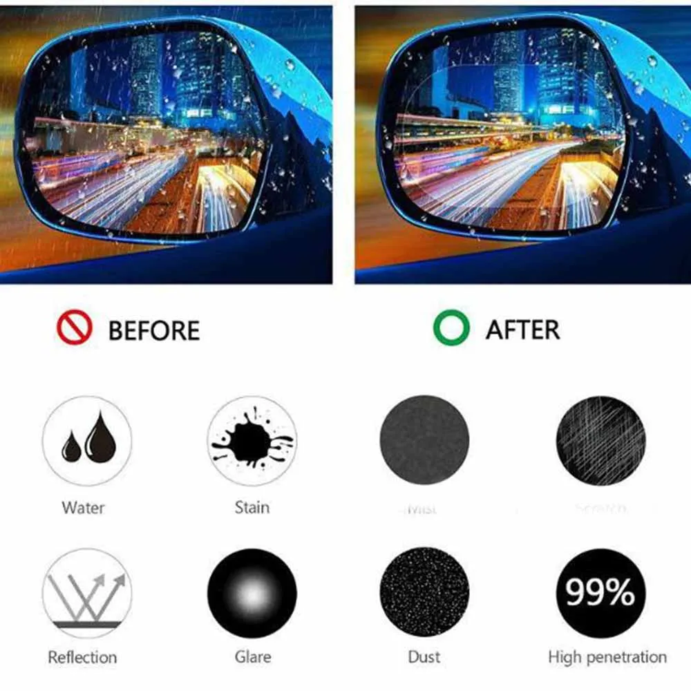 Car Rainproof Film Anti Fog Sticker Mirror Window Clear Film Rain Proof Waterproof Film Auto Sticker Accessories